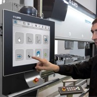 LVD Easy-Form hydraulic press brake machine operator using touch screen